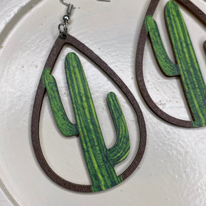 cactus cutout earrings