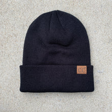 Load image into Gallery viewer, SALE: Black C.C Football Mom Patch Beanie