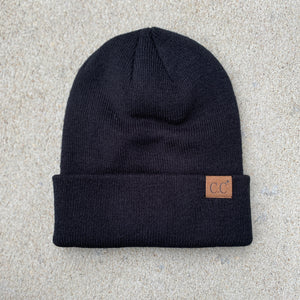 SALE: Black C.C Football Mom Patch Beanie