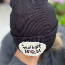 Load image into Gallery viewer, SALE: Black C.C Football Mom Patch Beanie