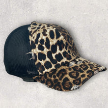 Load image into Gallery viewer, Leopard Print Lightly Distressed Mesh Trucker Cap