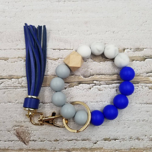 Blue and Gray Wristlet Keychain