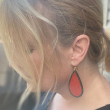 Load image into Gallery viewer, Geometric Wood &amp; Cork Teardrop Earrings