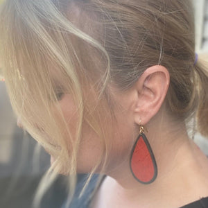 Geometric Wood & Cork Teardrop Earrings