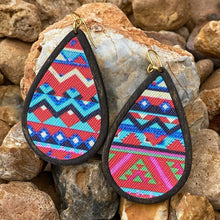 Load image into Gallery viewer, Geometric Wood &amp; Cork Teardrop Earrings