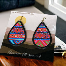 Load image into Gallery viewer, Geometric Wood &amp; Cork Teardrop Earrings