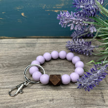 Load image into Gallery viewer, Lilac Silicone and Wood Wristlet Keychain
