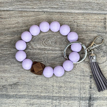 Load image into Gallery viewer, Lilac Silicone and Wood Wristlet Keychain