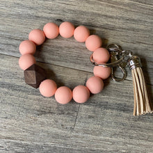 Load image into Gallery viewer, Just Peachy, Silicone and Wood Wristlet Keychain