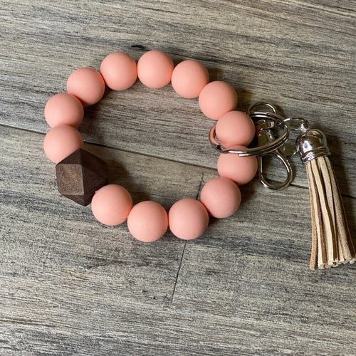 Just Peachy, Silicone and Wood Wristlet Keychain