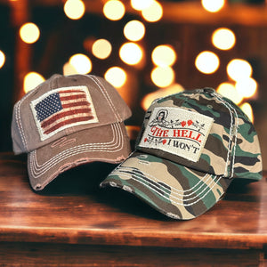 Vintage American Flag Patch Hat - Choose Your Color