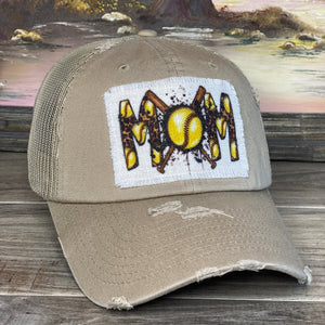 Softball Mom Raggy Patch Trucker Hat