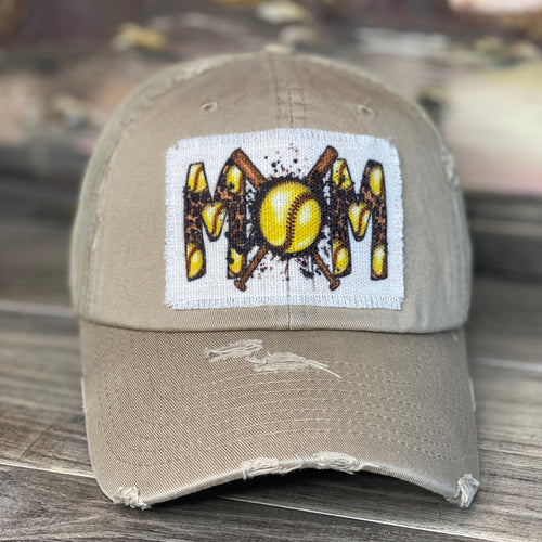 Softball Mom Raggy Patch Trucker Hat