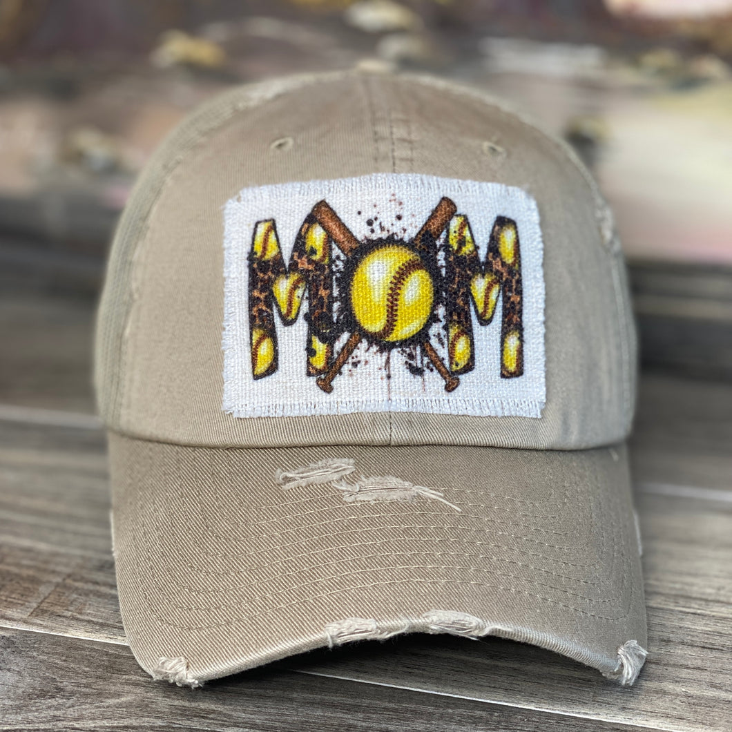 Softball Mom Raggy Patch Trucker Hat