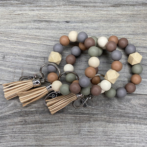 Neutral Silicone Keychain -Ivory, Sage Gray, Coffee, Caramel, Taupe