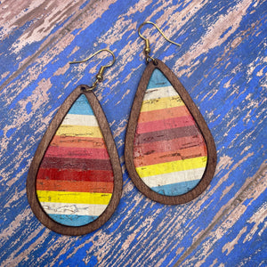 Vibrant Colors Wood Teardrop Earrings