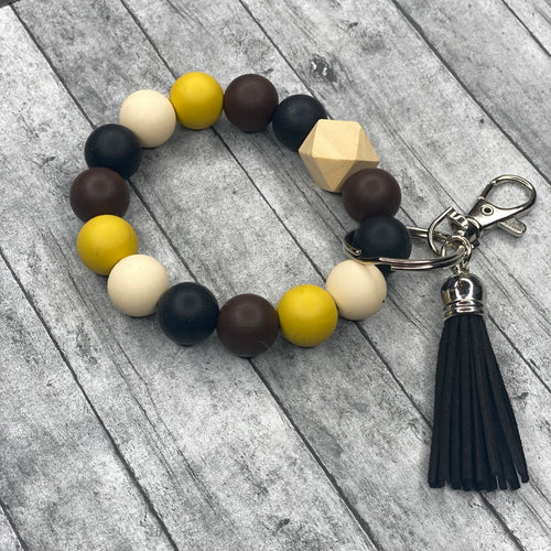 Stretchy Silicone Keychain with Black Tassel