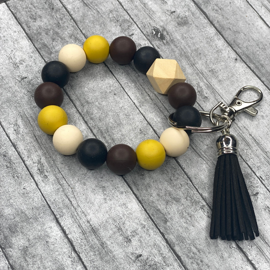 Stretchy Silicone Keychain with Black Tassel