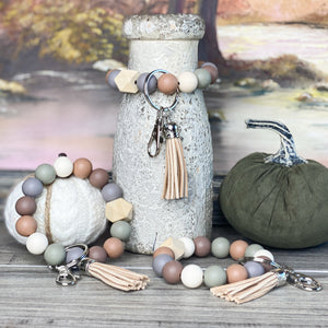 Neutral Silicone Keychain -Ivory, Sage Gray, Coffee, Caramel, Taupe