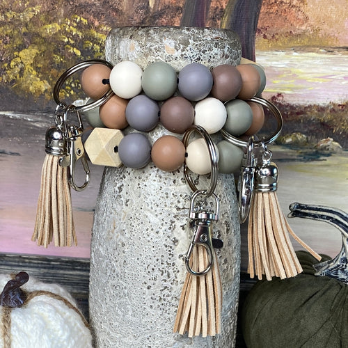 Neutral Silicone Keychain -Ivory, Sage Gray, Coffee, Caramel, Taupe